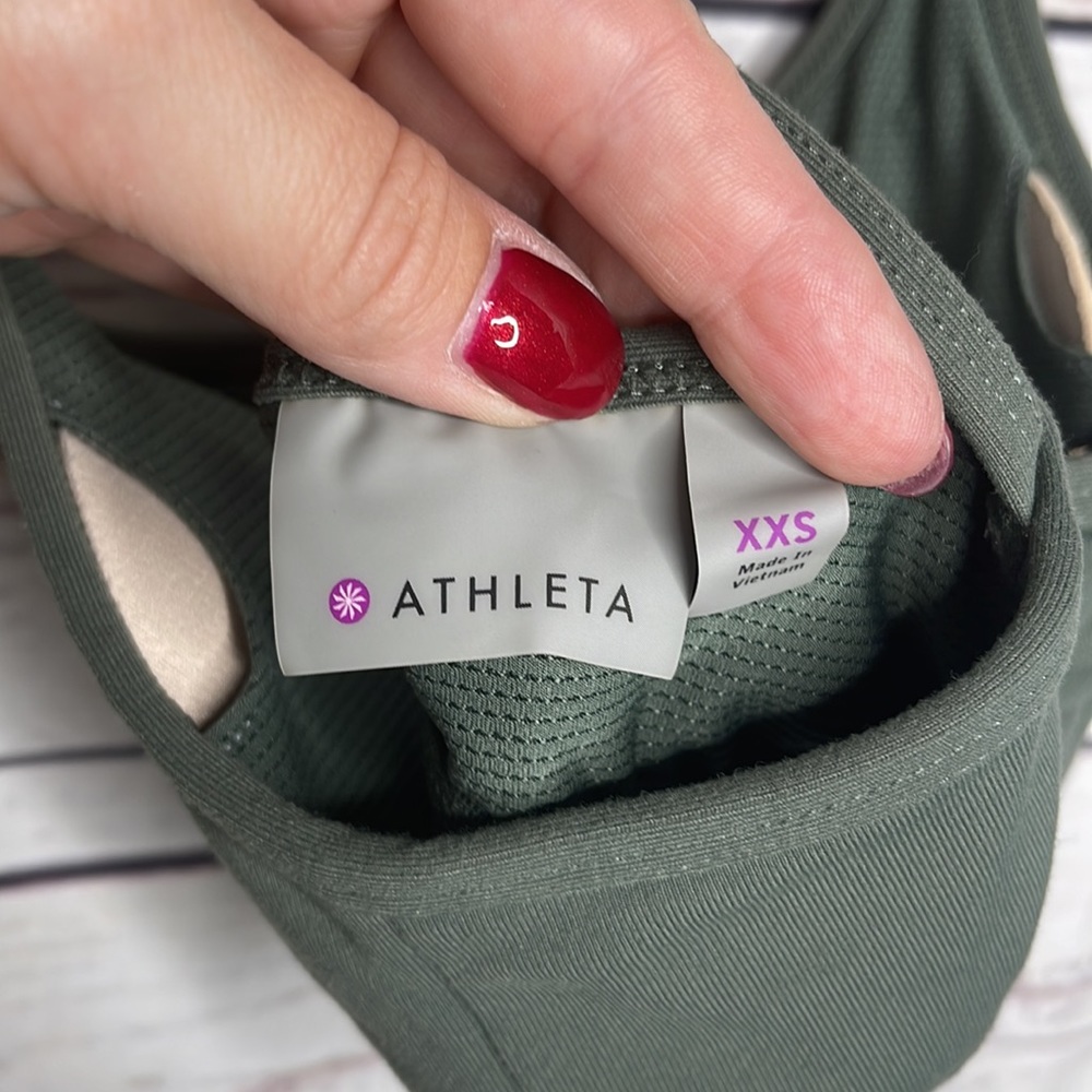 Athleta Criss Cross Strap Detail Removable Cups Bra Green Sz XXS! - Picture 6 of 6